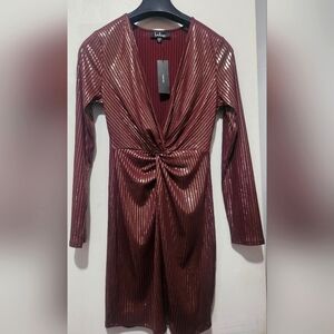 Women's metallic party dress in Burgundy (not red)